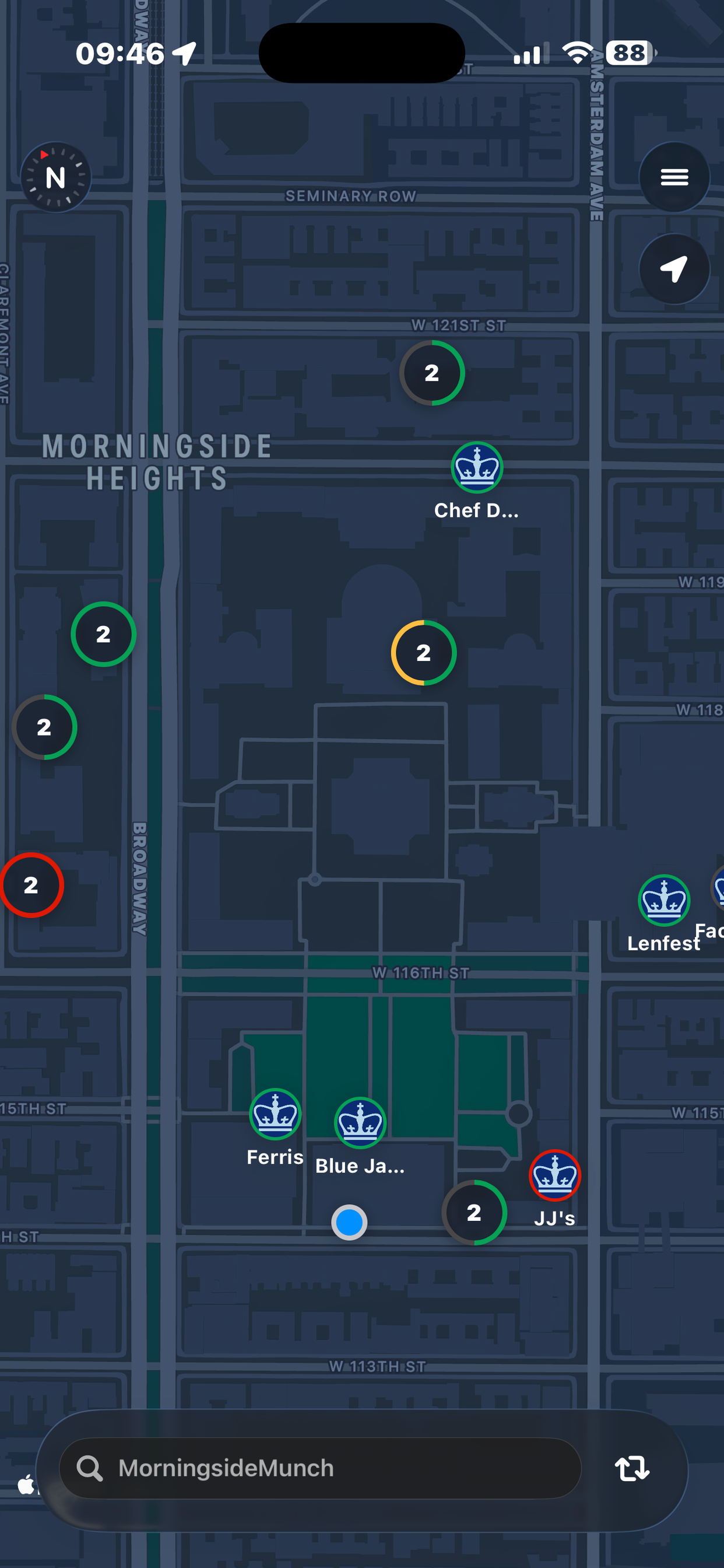 View all dining halls on a map