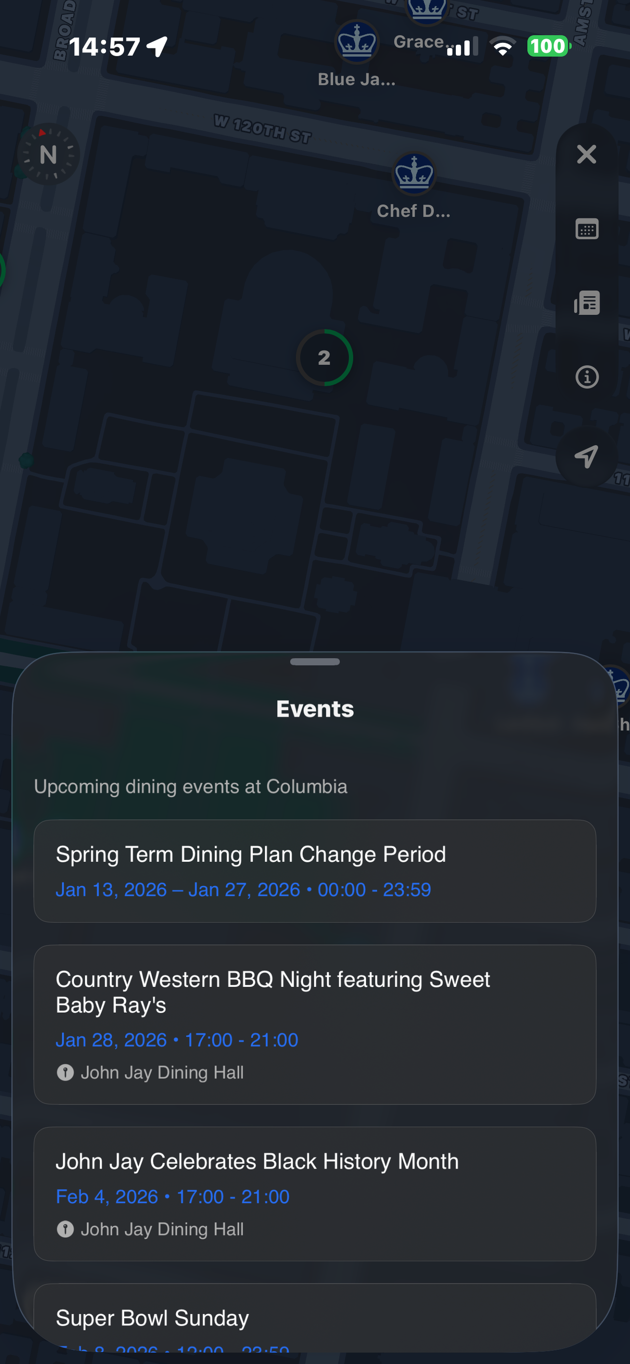 View current and upcoming Dining Events